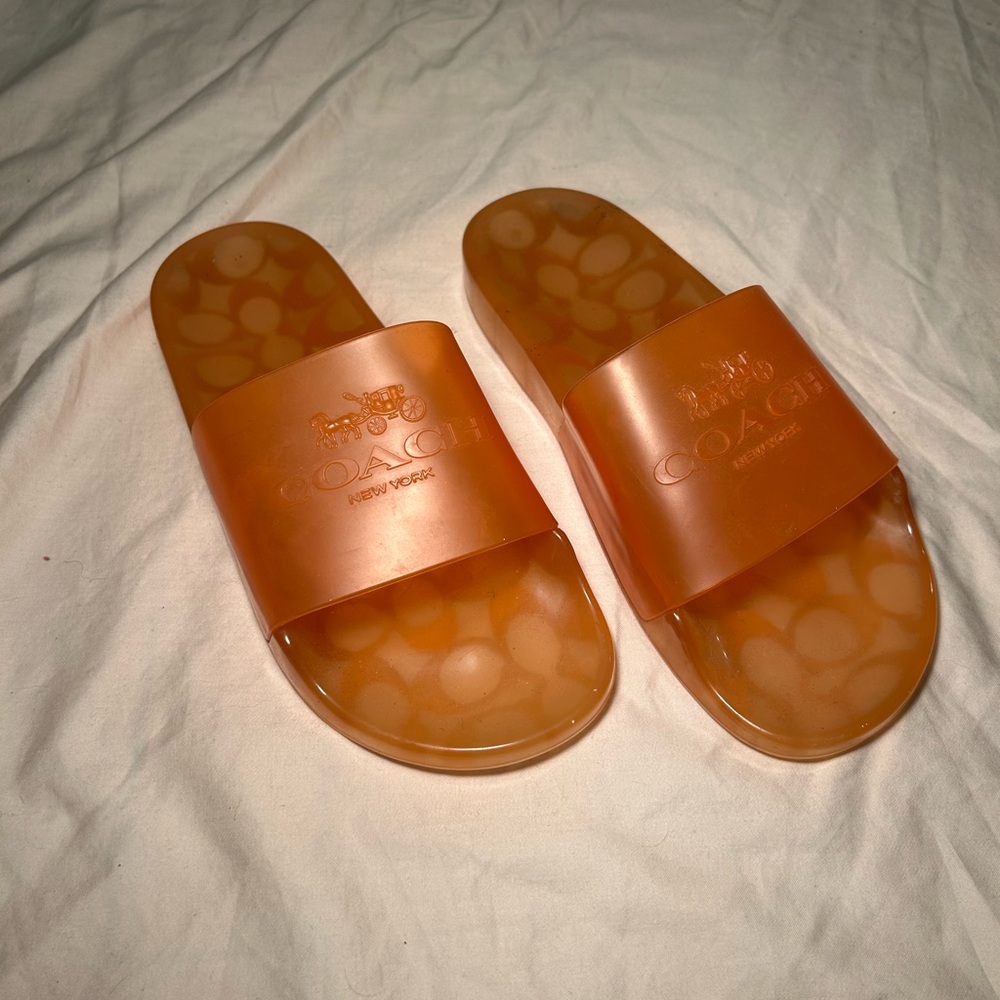 Coach Vibrant Orange Slide Sandals